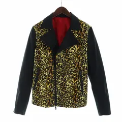 ノーアイディー NOID ライダースジャケット 総裏地 アニマル柄 ヒョウ柄 レオパード ブルゾン プリント サテン ジップアップ 長袖 1 S 黒 ブラック ■GY37 /MQ