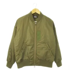 ビームス BEAMS MA-1 フライトジャケット ブルゾン 中綿 ダブルジップ ミリタリー S 緑 カーキ /AO8 ■GY18