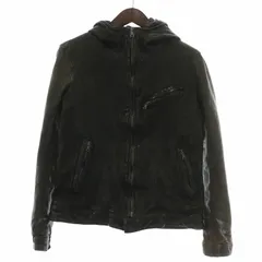 イサムカタヤマバックラッシュ ISAMU KATAYAMA BACKLASH レザージャケット ライダース ブルゾン 馬革 ホースレザー フード ジップアップ M 黒 ブラック B1367-05 /XZ ■GY42のサムネイル