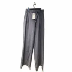 ザラ ZARA タグ付き ワイドパンツ スラックス S グレー ■FY