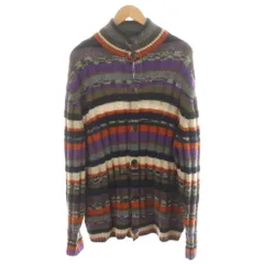 エトロ ETRO カーディガン 総柄 カシミヤ ボーダー 3XL マルチカラー ベージュ オレンジ 茶 ブラウン 紫 パープル 132-14091-9571 /AN42のサムネイル