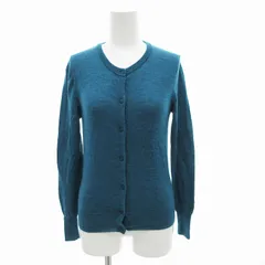 ジーナシス JEANASIS カーディガン ニット クルーネック バンドカラー ウール F ブルー /JS