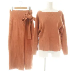 スナイデル SNIDEL セットアップ ニットプルオーバー セーター 長袖 スカート ロング タイト ラップ調 F オレンジ /NR ■OS ■SH