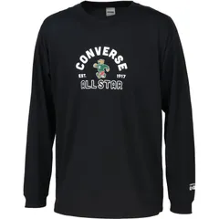 CONVERSE コンバース プリントロングスリーブシャツ バスケットボール 半袖Ｔシャツメンズ (cb252359l-1911)、ブラック×ホワイト