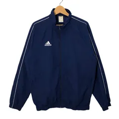 adidas アディダス ウインドブレーカー ライトアウター ナイロンジャケット 長袖 ワンポイント刺繡 カンボジア製 Mサイズ ネイビー