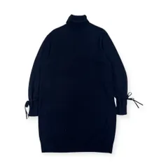 カシミヤ100% JW ANDERSON ×UNIQLO ジェイダブリューアンダーソン 袖リボン タートルネック ニット ワンピース S/ネイビー レディース