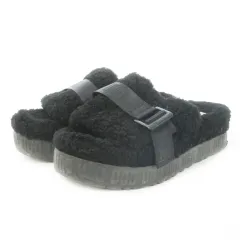 アグ オーストラリア UGG australia Fluffita ファーサンダル ミュール フラット 厚底 ロゴ 8 25cm 黒 ブラック 1113475 /AO9 ■GY01