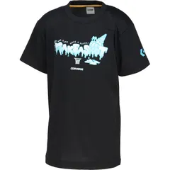 CONVERSE コンバース Jr.プリントTシャツ バスケットボール 半袖ＴシャツＪＲ (cb452353-1922)、ブラック×スカイブルー