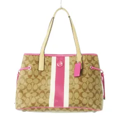 コーチ COACH トートバッグ PVC レザー 革 シグネチャー ストライプ ロゴ ピンク F22908 /CK6 ■GY11