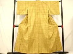 平和屋着物■上質な紬　格子文　正絹　逸品　AABE8734fw