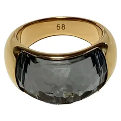 SWAROVSKI(スワロフスキー) リング 58 - ダークグレー×ゴールド サイズ：58