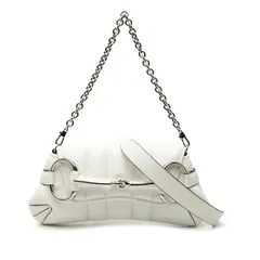 グッチ ホースビット ショルダーバッグ ハンドバッグ 764255 ホワイト レザー レディース GUCCI【1-0246724】