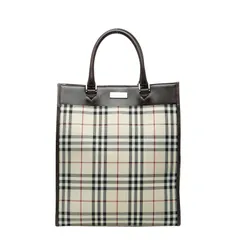 バーバリー ノバチェック トートバッグ ハンドバッグ ベージュ マルチカラー PVC レザー レディース BURBERRY【1-0246725】