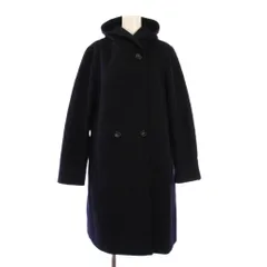23区 オンワード樫山 ウールアンゴラビーバーフーデッドコート アウター ロング丈 ダブル ワンカラー フード 42 紺 ネイビー SCWOKW0502 /BB