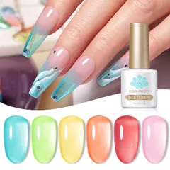 【新着商品】BORN PRETTY ジェルネイル クリアピンク 春夏 透明感ある カラージェル 6色セット UV/LED対応 透明感あり 肌色