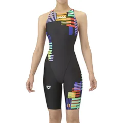 arena(アリーナ) レーシングワンピーススパツツ 水泳水着W 公認 (as5frc58l-bkrd)、ブラック/レッド