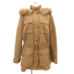 バーバリー ロンドン BURBERRY LONDON 中綿ジャケット ブルゾン ラクーンファー ライナー シルク混 ノバチェック 40 ベージュ /JS ■GY18