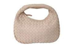 極美品 BOTTEGAVENETA ボッテガヴェネタ イントレチャート ホーボー ミニ ハンドバッグ 189227 レザー ピンク ゴールド金具 中古 4b000479