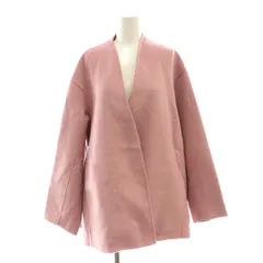 プラステ PLST ウールブレンドリバーハーフコート ノーカラー M ピンク /HK ■OS