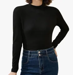 レディース 長袖 Tシャツ ハイネック トップス 美品 下着 無地 薄手 柔らかい 暖かい 高伸縮性 着痩せ効果 シンプル おしゃれ カジュアル