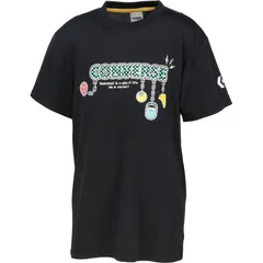 CONVERSE コンバース Jr.プリントTシャツ バスケットボール ＴシャツＪＲ (cb451355-1911)、ブラック×ホワイト