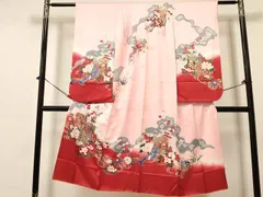 平和屋着物[]七五三　女の子　７歳　祝着　四つ身　御所車鞠花文　暈し染め　金彩　逸品　DABA3636ma