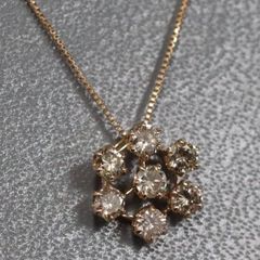フラワーモチーフダイヤモンドネックレス45cm0.5ct K18PG - メルカリ