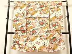 平和屋着物[]七五三　女の子　７歳　祝着　四つ身　吉祥花文　金彩　逸品　DABA3663ma