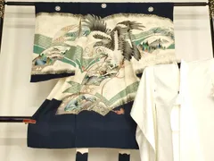 平和屋着物[]七五三　男の子　三歳　一つ身　祝着・長襦袢セット　鷹　地紙風景文　暈し染め　金彩　逸品　AABE2373ja