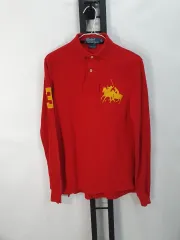 ポロ ラルフローレン ビックポニー 長袖 ラグビー カラーTシャツ レッド XS