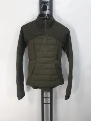ルルレモン 軽量 ダウン ハーフジップ プルオーバー ランニング ジャケット カーキ オリーブ