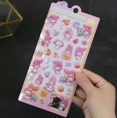 かわいい 3D 立体シール マイメロディ 1枚入り 3Dプリチ 可愛い 浮き彫り シール キラキラ 輝く ダイヤモンド 子供用 DIY用 ご褒美 手帳 日記 デコ レーションシール 装飾 ノート デコ 女の子 文具 デコシール 子供 大人 おもちゃ 入園祝い