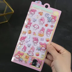 かわいい 3D 立体シール マイメロディ 1枚入り 3Dプリチ 可愛い 浮き彫り シール キラキラ 輝く ダイヤモンド 子供用 DIY用 ご褒美 手帳 日記 デコ レーションシール 装飾 ノート デコ 女の子 文具 デコシール 子供 大人 おもちゃ 入園祝い