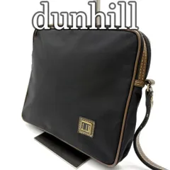 ダンヒル dunhill クラッチバッグ ナイロン ブラック レザー トリム ストラップ付き セカンドバッグ メンズ ハンドバッグ ロゴプレート ファスナー式 シンプル 上品