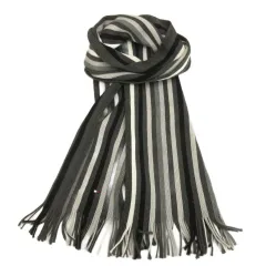 トミーヒルフィガー TOMMY HILFIGER ストライプ マフラー フリンジ ブラック グレー ホワイト 251216E