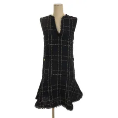 クイーンズコート QUEENS COURT ツイード ジャンパースカート ワンピース ひざ丈 1 ネイビー ■FF