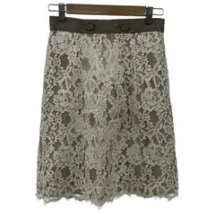 EPOCA(エポカ) スカート サイズ38 M レディース美品  - ベージュ×アイボリー×ダークブラウン ひざ丈/レース