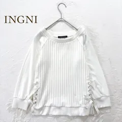 INGNI（イング）ニット　長袖　レースアップデザイン オフホワイト M リブ