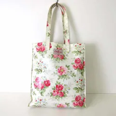 キャスキッドソン Cath Kidston バッグ トートバッグ ショルダーバッグ タテ型 ナイロン 花柄 薔薇 PVC コーティング オフ白 赤 ピンク 緑