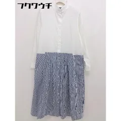 ◇ LILASIC リラシク ストライプ 長袖 膝下丈 ワンピース サイズM ホワイト ネイビー系 レディース 【中古】 【1110190001172】