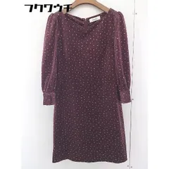 ◇ dazzlin ダズリン 花柄 ベロア調 長袖 膝丈 ワンピース サイズM ワインレッド マルチ レディース 【中古】 【1110180007801】