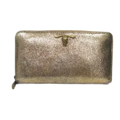 ポロ ラルフローレン POLO RALPH LAUREN 長財布 ロングウォレット レザー バッファロースカル ゴールドカラー IBO86