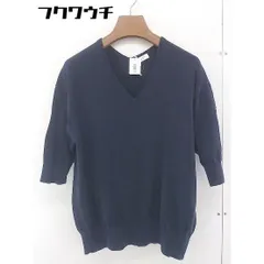 ◇ BEAUTY & YOUTH UNITED ARROWS コットン ニット Vネック 七分袖 セーター ネイビー レディース  【中古】 【1110290003601】