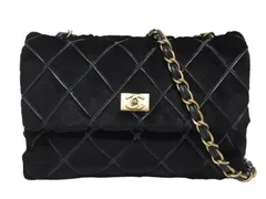 CHANEL シャネル Sチェーンショルダーバッグ 7番台 ココマーク ラパンファー ハラコ ブラック ゴールド金具 美品 中古 4b011164