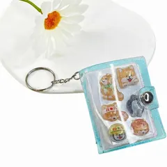 クリア 透明 はがせる かわいい 台帳 ミニ 女の子 シール手帳 シール帳 大人 (小シート10枚（ラメ入ブルー）)