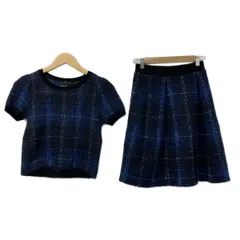 ANAYI(アナイ) スカートセットアップ レディース美品  - ネイビー×ブルー ニット/チェック柄
