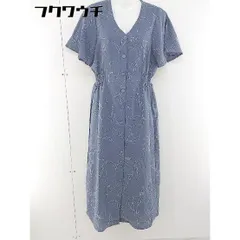 ◇ GRL グレイル 総柄 Vネック 半袖 ロング ワンピース サイズS ブルー系 レディース  【中古】 【1112070000497】