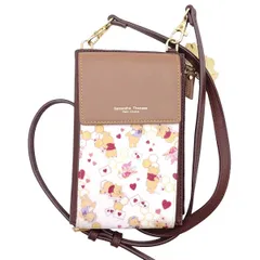 サマンサタバサ プチチョイス くまのプーさんコレクション レター柄スマホショルダー チャーム付 ブラウン カードポケット 札入れ Samantha Thavasa Petit Choice