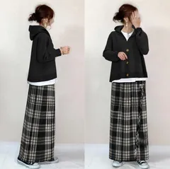 セットアップ 即購入OK パーカー レディース チェックスカート 2点セット 上下セット スカート セット スウェット カジュアル おしゃれ トップス+ロングスカート フード付き 長袖 無地 体型カバー 普段着 大人可愛い