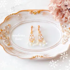 noakoma teens＊chandelier - aurora clear イヤリング ＊ アレルギー対応 ＊ プレゼント 学生 大人 贈り物 結婚式 パーティー 女の子 姫 オーロラ クリア